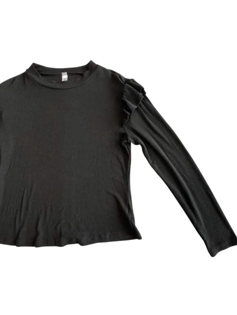 Black Ruffle Sleeve Top‎ | Women's Long Sleeve Blouse | Size XL - Picture 2 of 5